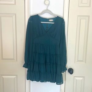 Altar’d State Emerald Green Long-Sleeve Dress